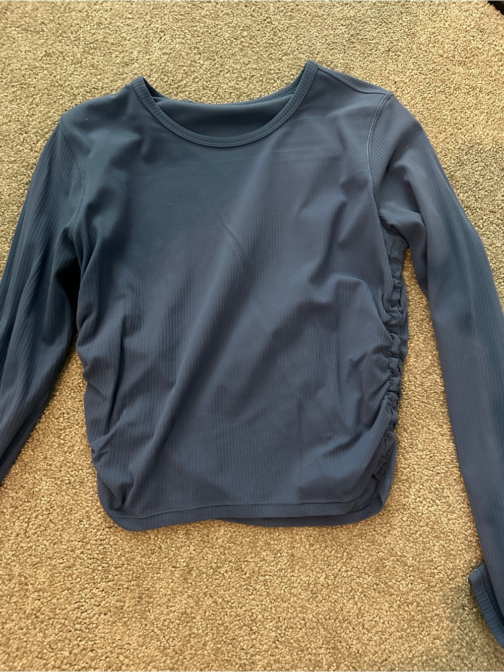 lululemon athletica Long Sleeve Ruched Side Top - Navy Blue